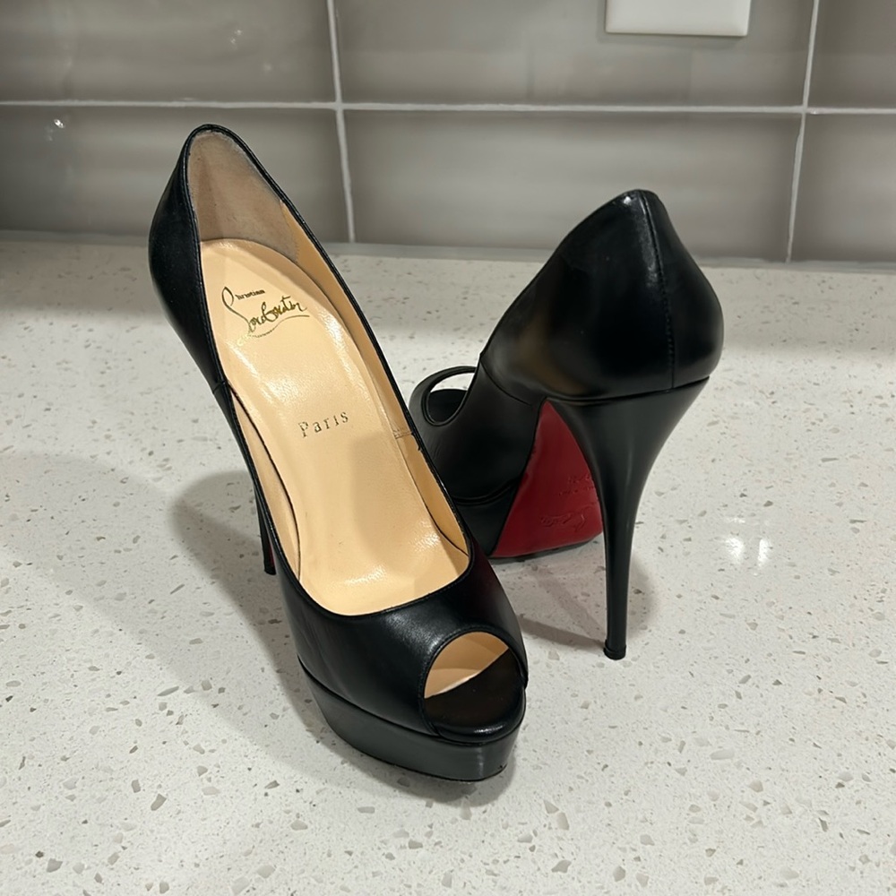 Christian Louboutin Lady Peep Leather Heels